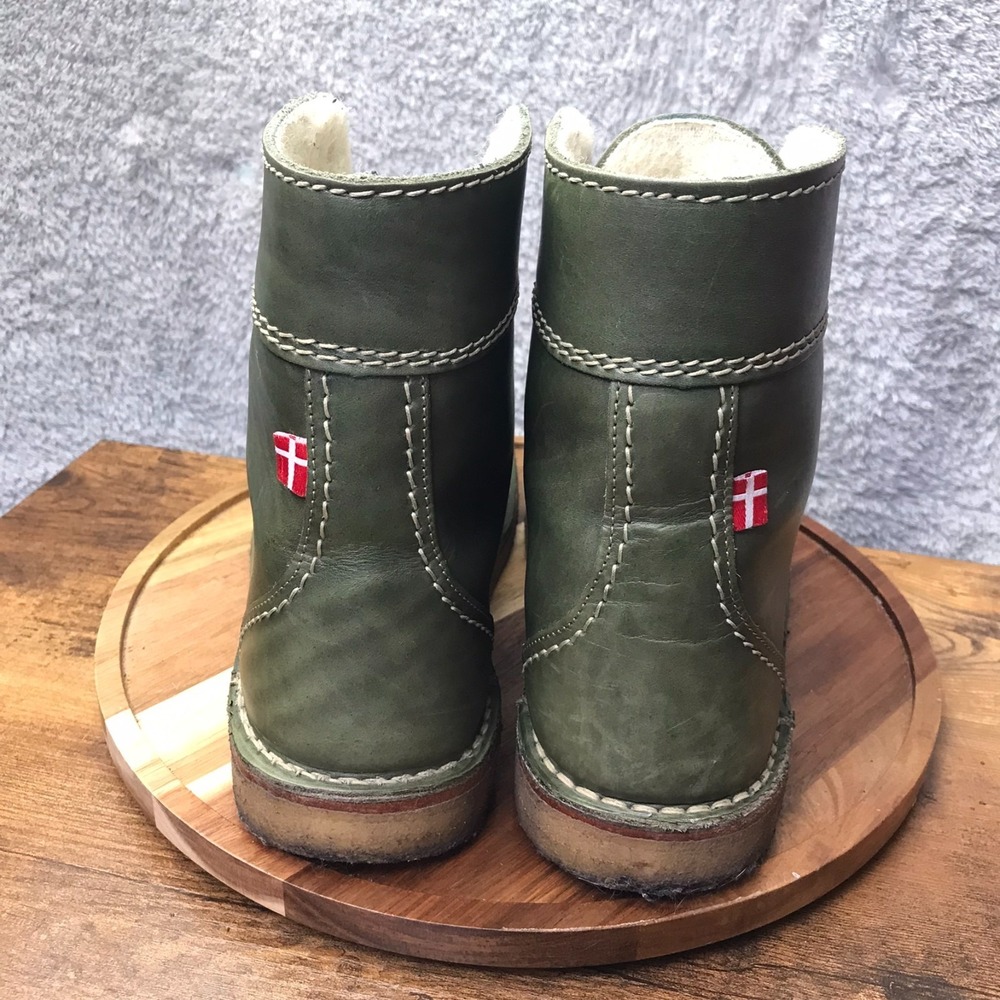 Danish Duck Feet Faborg Boots EU 45 M 11.5 W 13 Forest Green Leather Wool Lined - Picture 9 of 13